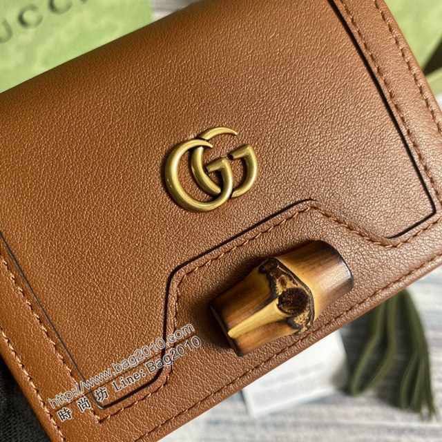 Gucci新款卡包 古馳竹子設計小牛皮錢包 Gucci全皮純色零錢包 658244  ydg3017